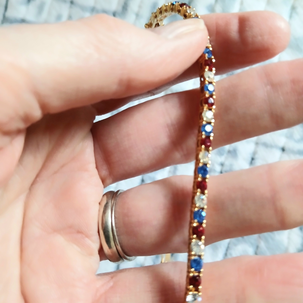 Joan Rivers Gold-Tone Bracelet with Red, Blue and Clear Stones